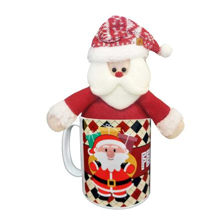 Imagem de Caneca 350ml + Papai Noel ou Boneco de Neve Enfeite Natal