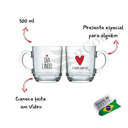 Imagem de Caneca Aspen Love 300ml Em Vidro - Frases a Escolher - Allmix - Xícara Presente Decoração