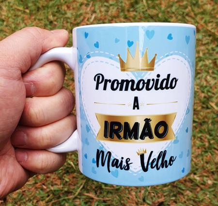 Imagem de Caneca Branca Presente Promovido a Irmão Mais Velho Loiro