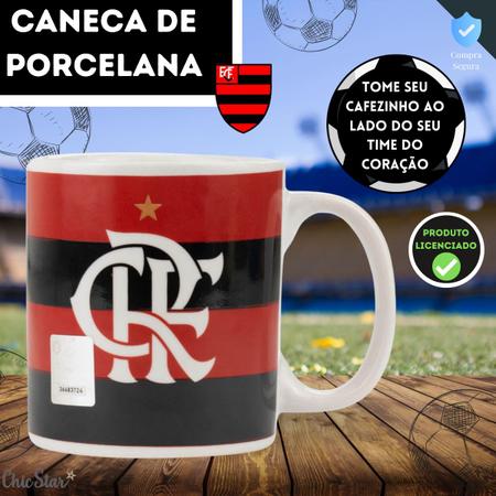 Imagem de Caneca Café Chá Leite de Porcelana Flamengo FC 320ml Produto Oficial Licenciado