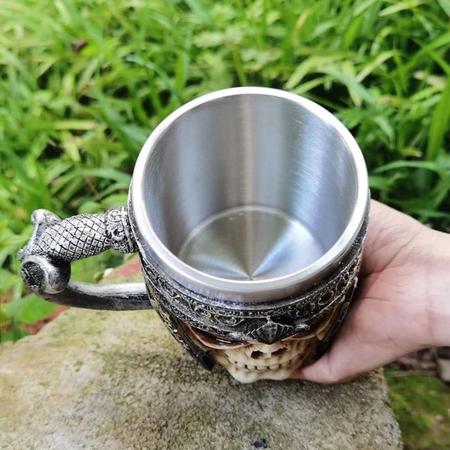 Imagem de Caneca cerveja caveira medieval estilo Viking chopp 460 ml 