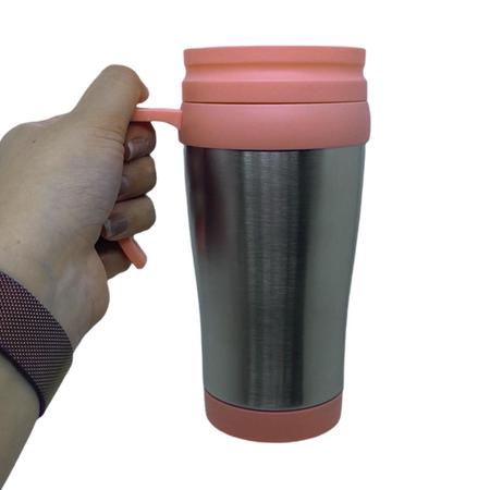 Imagem de Caneca Copo Em Aço Inox 400Ml Alça E Tampa Conserva