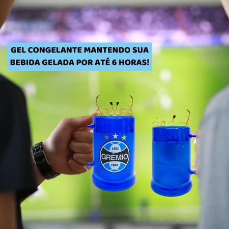 Imagem de Caneca Copo Gel 300ml Térmica Chopp Cerveja Time Clube Escudo Grêmio Azul Oficial Selo