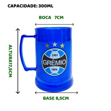 Imagem de Caneca Copo Gel 300ml Térmica Chopp Cerveja Time Clube Escudo Grêmio Azul Oficial Selo