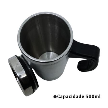 Imagem de Caneca Copo Térmico Em Inox Com Alça E Tampa Removível Para Bebidas 500 ML Linha Premium ELG06050