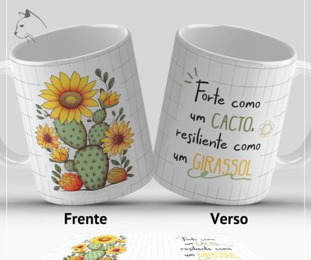 Caneca de cerâmica - Forte como um cacto, resiliente como um girassol - Live Imagem de Caneca de cerâmica - Forte como um cacto, resiliente como um girassol
