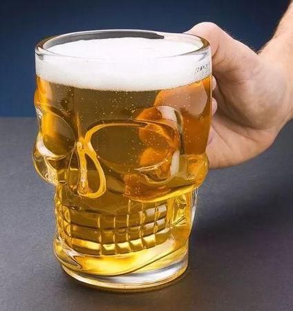 Imagem de Caneca de vidro p/ chopp e cerveja caveira rock style 510ml