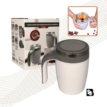 Imagem de Caneca Elétrica Mixer Inox Automática Misturador 380ml Prepara café, Capuccino Chá Shakes Whey