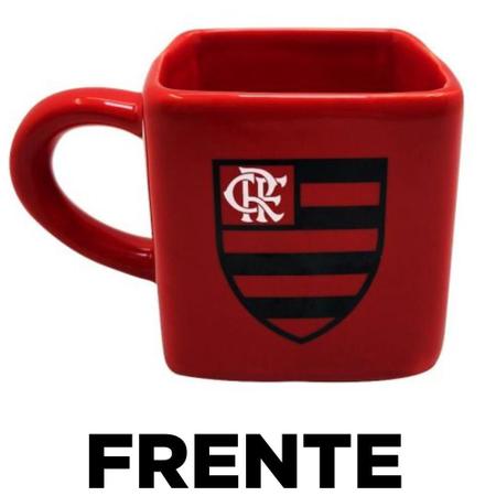 Imagem de Caneca Flamengo 3D Cubo Quadrada Porcelana Vermelha Oficial