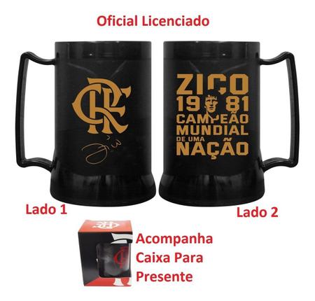 Imagem de Caneca Flamengo Zico 1981 com Gel que Congela 400ml Presente Mengão Colecionador Qualidade Top