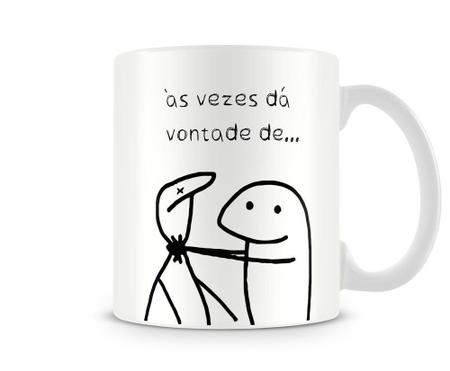 Caneca meme boneco palito te amo mas.