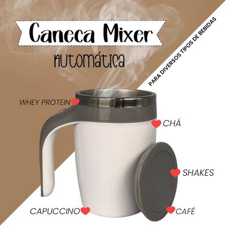 Imagem de Caneca Mixer Automática Termica Para Leite Cafe Capuccino Xicara Eletrica Shake Misturador Com Tampa