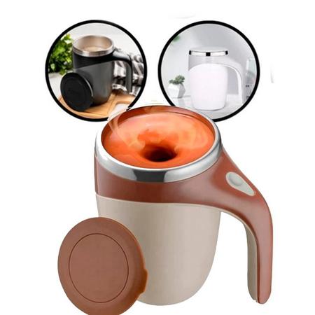 Imagem de Caneca Mixer Inox Automatica Eletrica Misturador Chá Café Shakes Capuccino Térmica Mexe Espumante Coffee Chocolate Mix