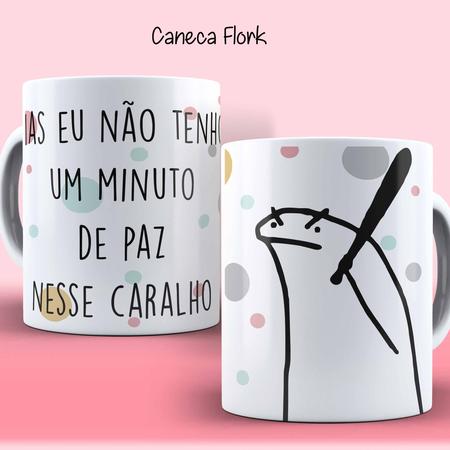 Caneca Não Tenho um Minuto de Paz Meme Flork Boneco Palito de