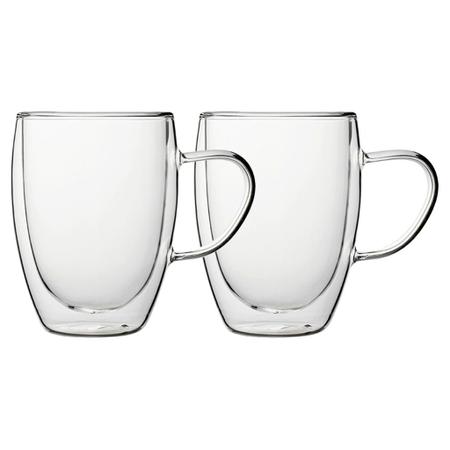 Imagem de Caneca Parede Dupla Café Chá 350ml Vidro Borossilicato 2 Unidades