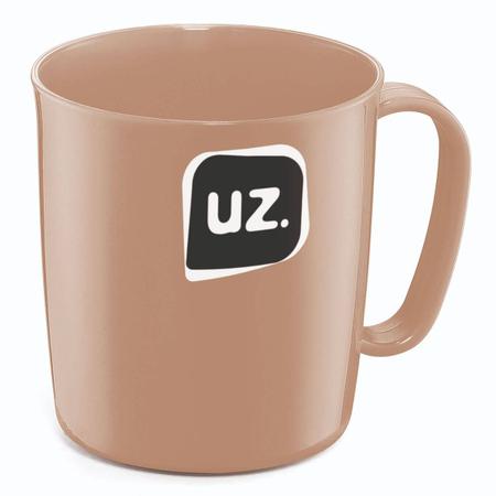 Imagem de Caneca Plástica 400ml Escolar Refeitório Lanche Merenda Ergonômica UZ Cappuccino