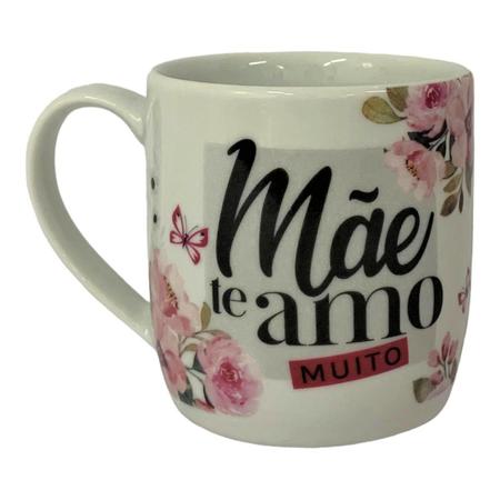 Imagem de Caneca Porcelana Estampada Branca Mãe Te Amo Muito 360ml