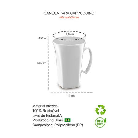 Imagem de Caneca Preta Cappuccino 400ml Plastico BPA Free