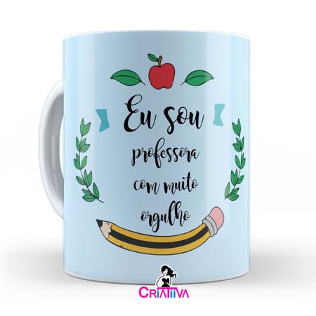 Imagem de Caneca Professora Professor Personalizada Dia dos Professores Porcelana Letras Educação Infantil 325ml