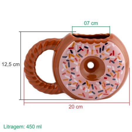 Imagem de Caneca Rosquinha Donuts 450 ML Cerâmica 3D Decoração