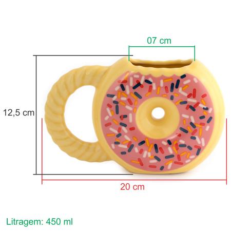 Imagem de Caneca Rosquinha Donuts 450 ML Cerâmica 3D Decoração