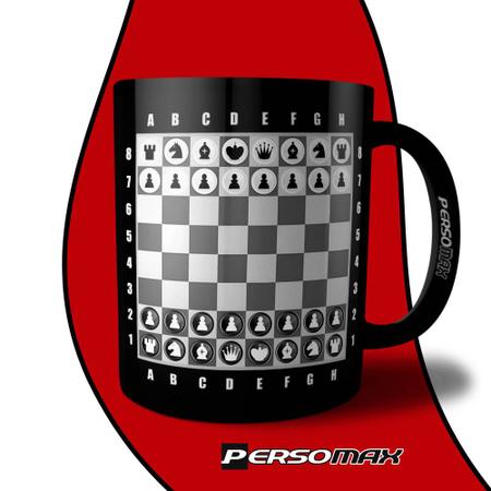 Caneca Chess Player Tabuleiro Peças Jogo Xadrez Xeque Mate