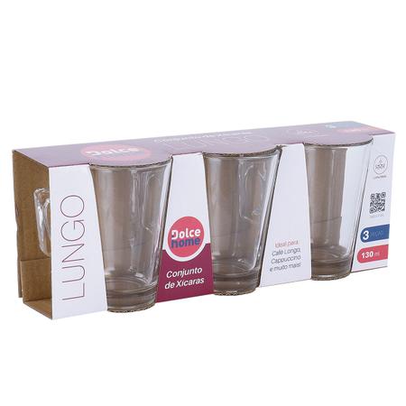 Imagem de Canecas Vidro Lungo Chá Café 130ml Conjunto 3 Pçs - Dolce Home