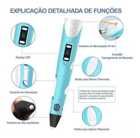 Caneta 3D Infantil Mágica Impressora Educativa - Caneta 3D, Presente Criança Imagem de Caneta 3D Infantil Mágica Impressora Educativa