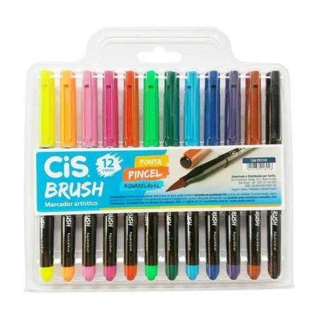 Imagem de Caneta Cis Brush Pen Aquarelável 12 Cores