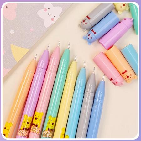 Imagem de Caneta Color Gel Pen Fine Line Ursinho Kit 8un Infantil