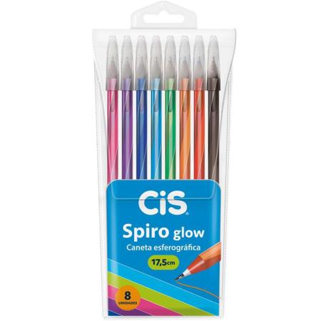 Imagem de Caneta Esferografica CIS Spiro GLOW 0,7MM 8CORES