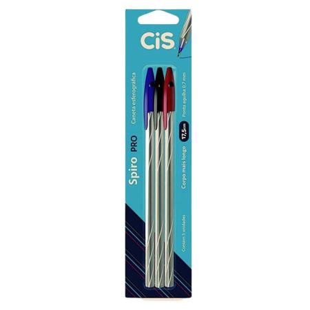 Caneta Esferográfica Spiro Pro com 3 Unidades- Cis Imagem de Caneta Esferográfica Spiro Pro com 3 Unidades- Cis