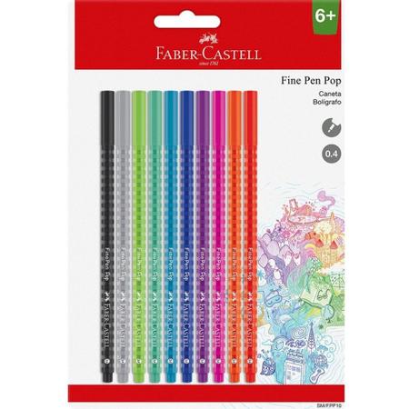 Imagem de Caneta Fine Pen Pop FABER CASTELL Ponta Fina 0.4mm 10 Cores