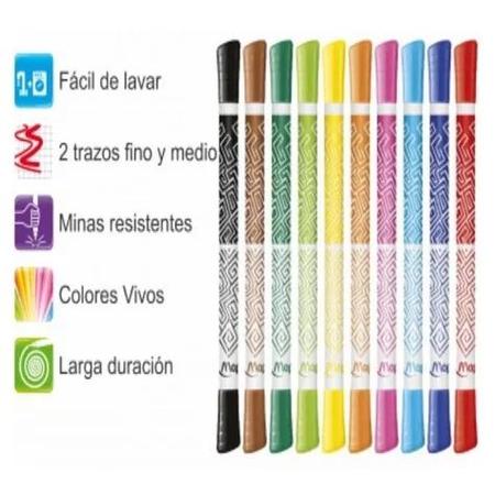 Imagem de Caneta Hidrográfica ColorPeps Duo Tip Estojo com 10 Cores- Maped