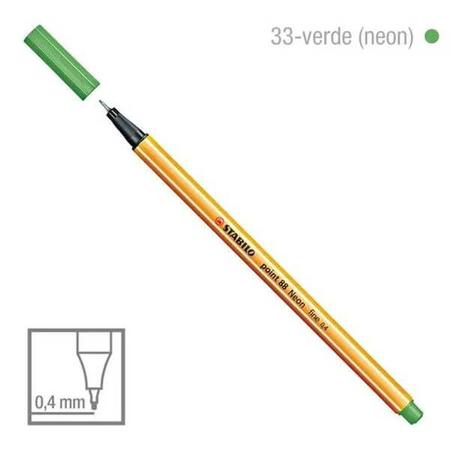 Caneta Hidrográfica Point Fine 88/033 Verde Neon Stabilo Imagem de Caneta Hidrográfica Point Fine 88/033 Verde Neon Stabilo
