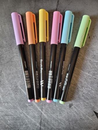 Imagem de Caneta Pincel Brush Pen Pastel Newpen Kit C/6 Cores