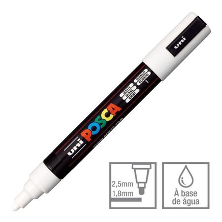 Caneta Posca Marcador Uni-Ball PC-5M Branco 1 - Uni Ball Imagem de Caneta Posca Marcador Uni-Ball PC-5M Branco 1