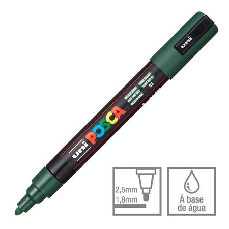 Caneta Posca Marcador Uni-Ball PC-5M Verde Inglês 83 - Uni Ball Imagem de Caneta Posca Marcador Uni-Ball PC-5M Verde Inglês 83