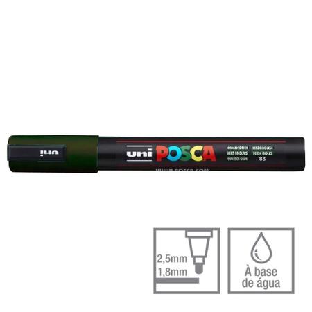 Caneta Posca Marcador Uni-Ball PC-5M Verde Inglês 83 - Uni Ball Imagem de Caneta Posca Marcador Uni-Ball PC-5M Verde Inglês 83
