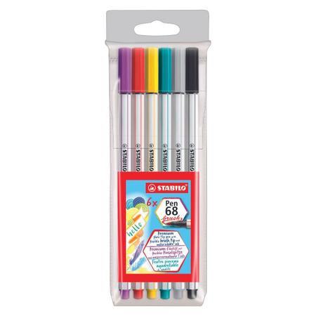 Caneta Stabilo Pen 68 Brush Hidrográfica Premium 6 cores Imagem de Caneta Stabilo Pen 68 Brush Hidrográfica Premium 6 cores