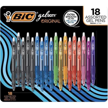 Imagem de Canetas Retrátil Bic Gel-Ocity Ponto Médio (0,7 Mm) Pack 18