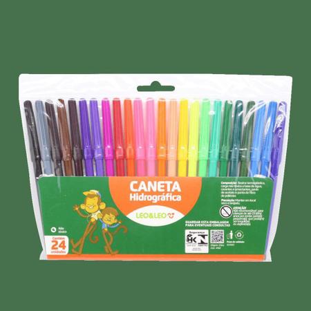 kit 24 Canetas hidrográfica 12 cores Leo & Leo pintar, hidrocor, colorir,  desenhar - Caneta Hidrográfica / Canetinha - Magazine Luiza