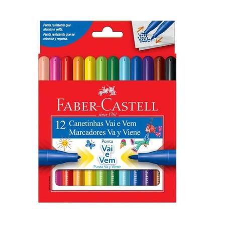 Imagem de Canetinha Ponta Vai e Vem Com 12 Cores Faber Castell