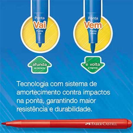 Imagem de Canetinha vai e vem Faber Castell com 12 cores, ponta afunda e volta