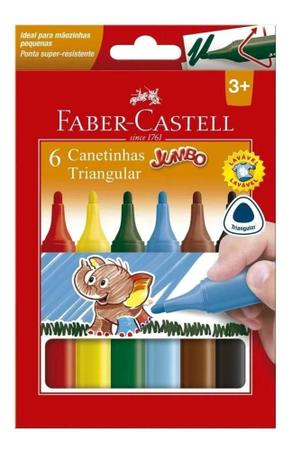 Imagem de Canetinhas Jumbo Triangular 6 Cores - Faber Castell