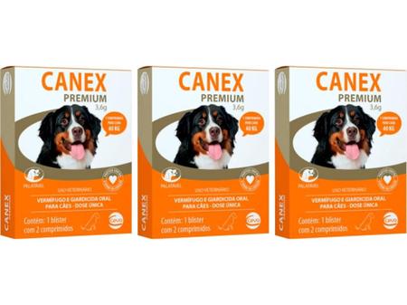 Imagem de Canex Premium 3,6g Vermifugo Cães Até 40kg 2 Comprimidos - 3 Unidades