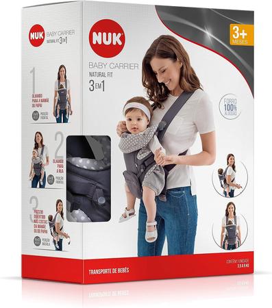 Imagem de Canguru Bolsa Nuk Baby Infantil 12 Posições Carrier Natural Fit 3 em 1