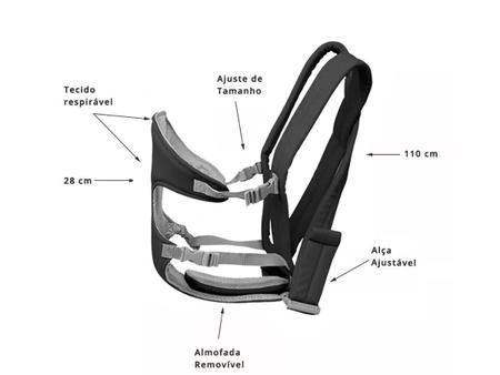 Imagem de Canguru Para Bebê 3 Posições Carregador Ergonomico Conforto Preto