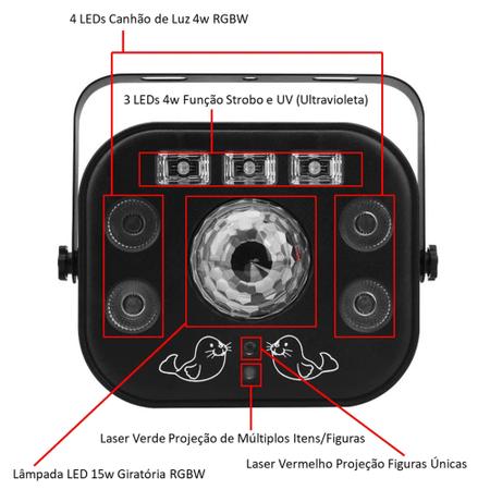 Imagem de Canhão Raio Laser De Projeção Strobo 5 Super Efeito Luz Para DJ Festa Aniversário WS5803