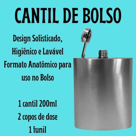 Imagem de Cantil Porta Bebidas de Bolso Garrafa Inox Kit - Art House